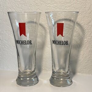 Michelob Vintage Logo Pilsner Glasses (Set Of 2) 7" Tall‎